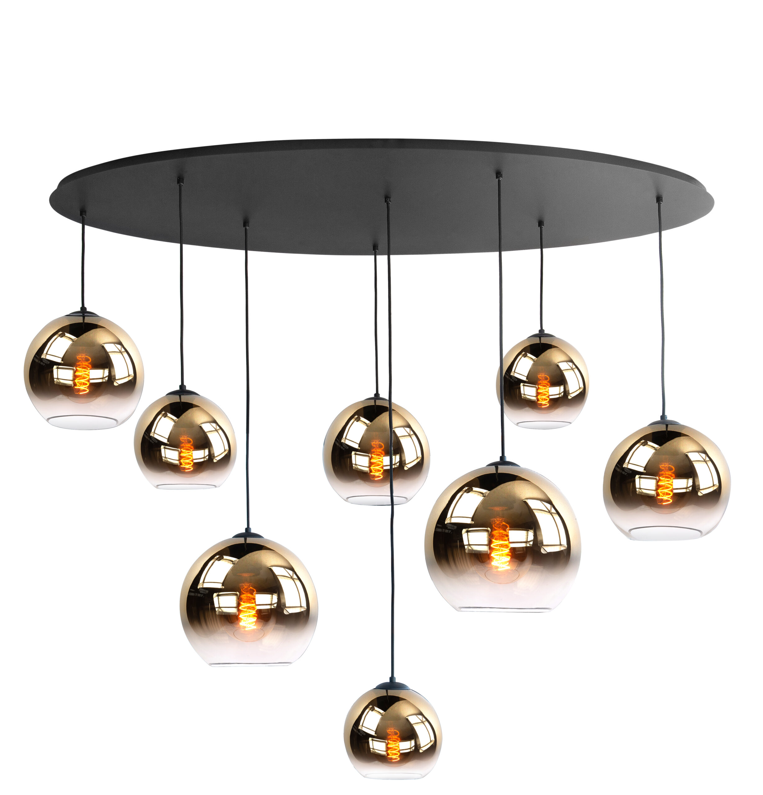 8-lichts glazen ovale hanglamp
