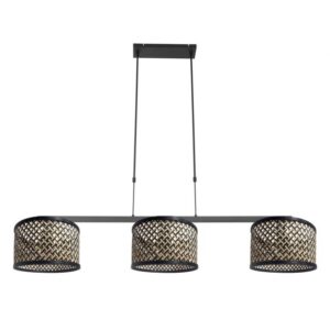 Zwarte hanglamp rotan