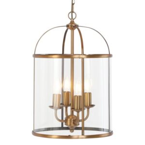 Glazen hanglamp Pimpernel 4-lichts - brons